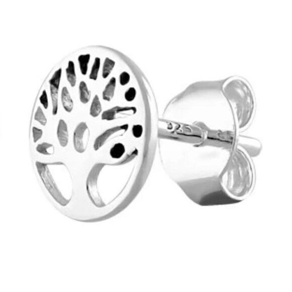 New Sterling Silver Tree of Life Dainty Stud Earrings - Picture 3 of 4